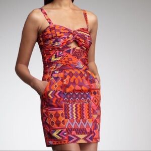 Mara Hoffman Silk Tribal Print Mini Dress with cut-out SZ 4